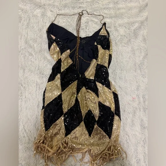 Harlequin Sequin Club Dress - Picture 2 of 5